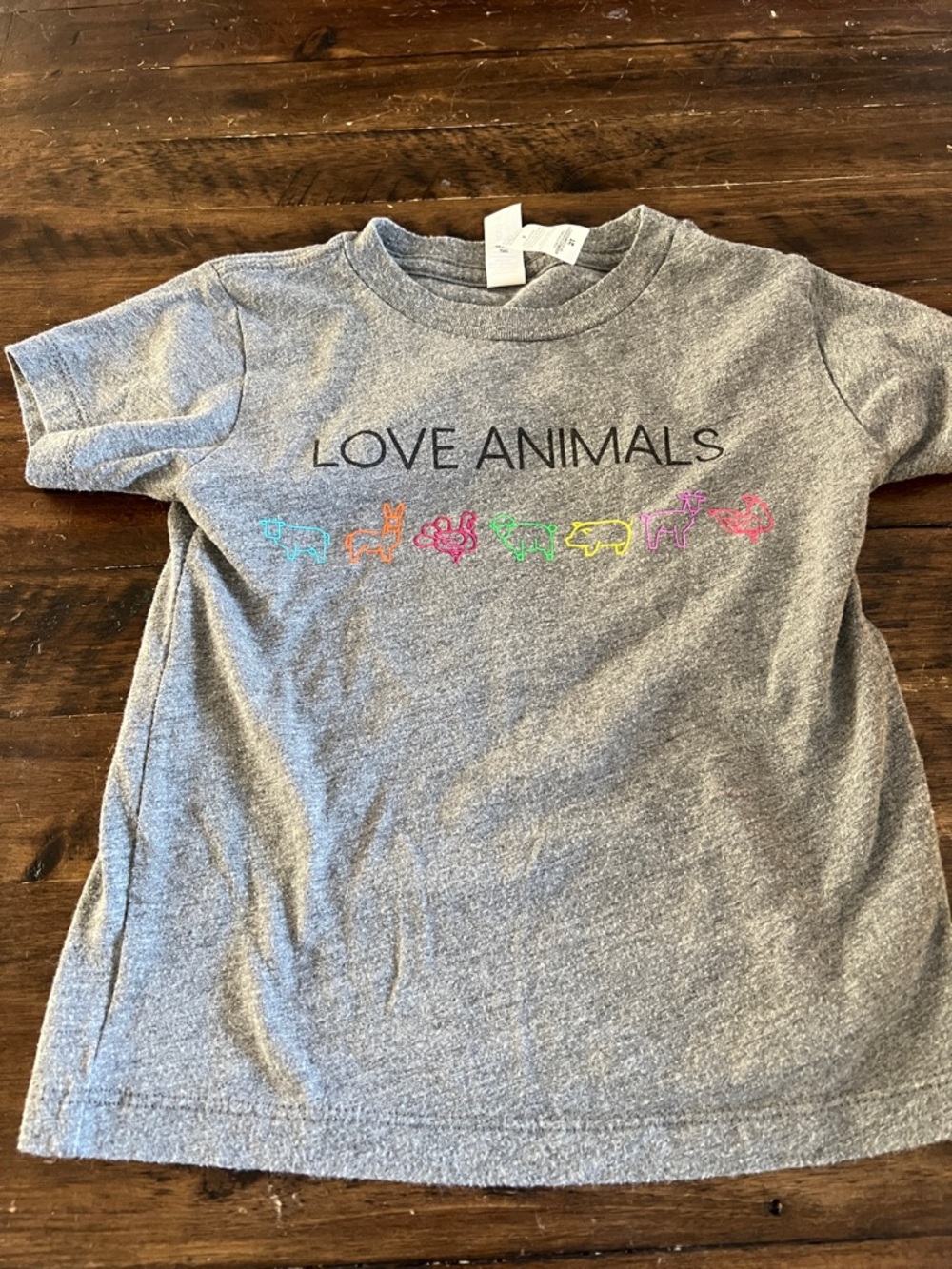 Bella Canvas Kids Gray 'Love Animals' Tee with Neon Animal Line